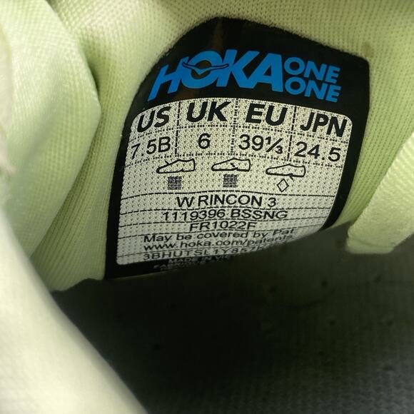 Hoka One One Rincon 3 Butterfly Summer Song Womens Green Size 7.5 Running Shoes - Picture 9 of 10